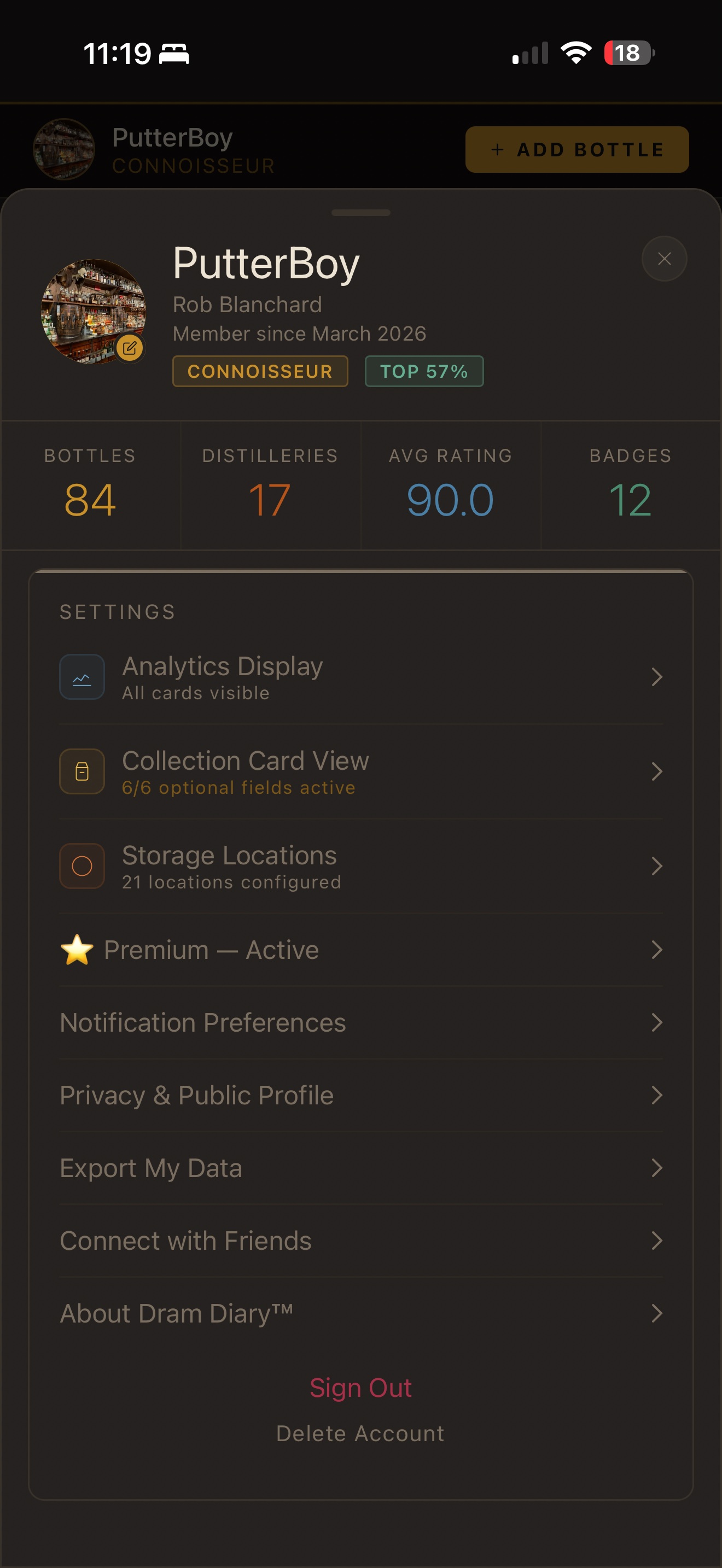 Profile settings