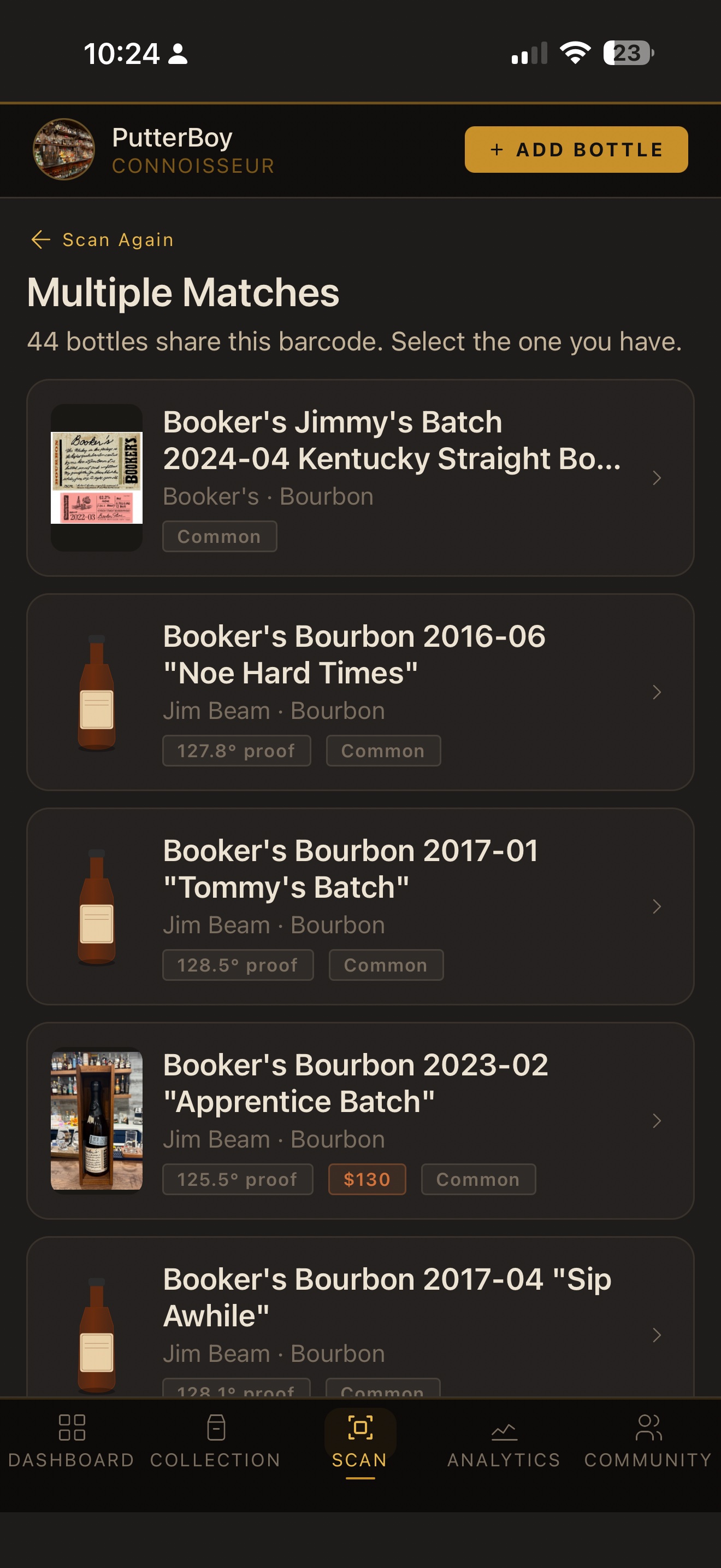Multiple scan matches